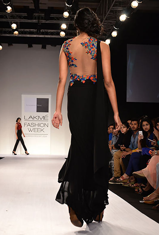 Draped Gown with asymmetrical Neckline