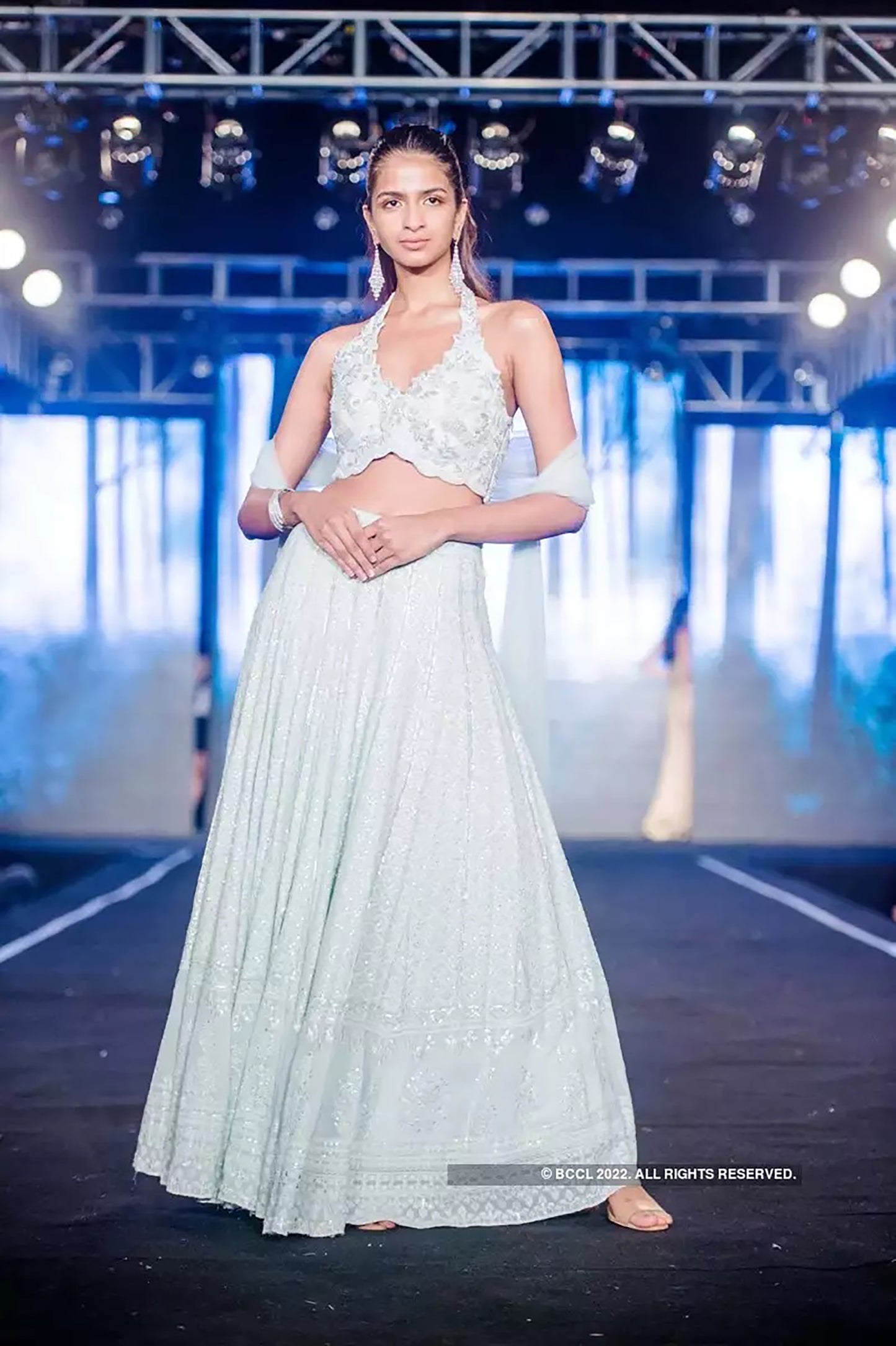 Frosty blue lehenga with blouse
