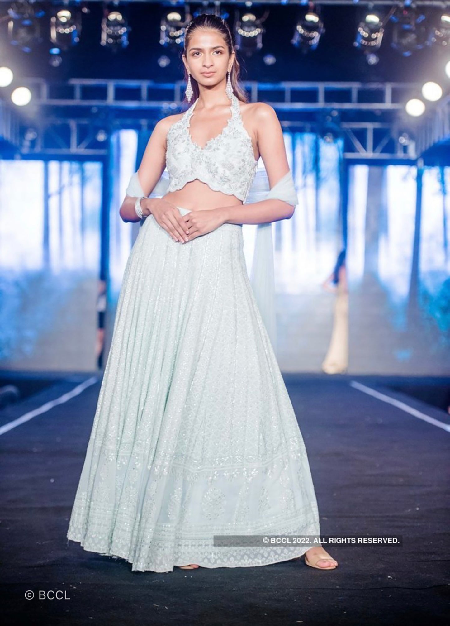 Frosty blue lehenga with blouse