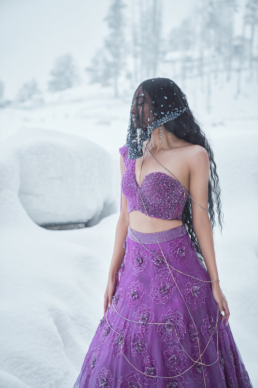 Lorelei- Plum floral rose lehenga set