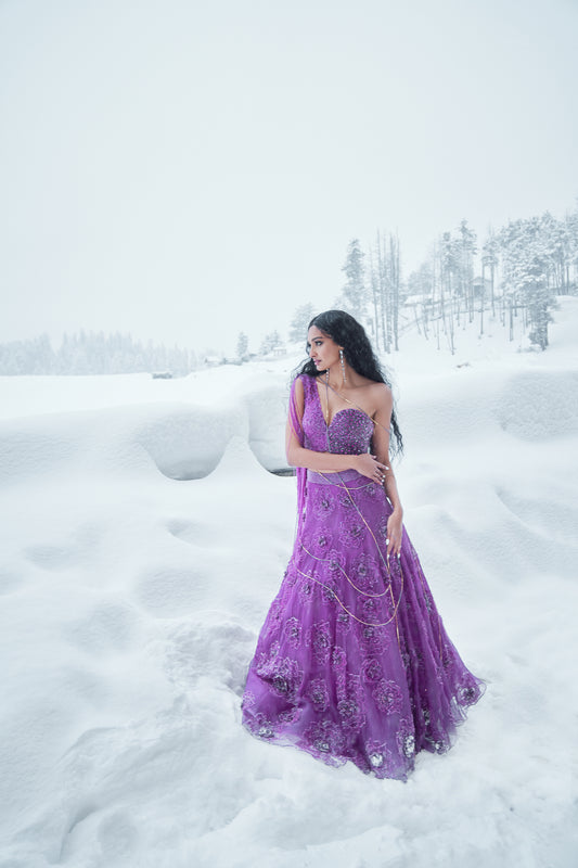 Lorelei- Plum floral rose lehenga set