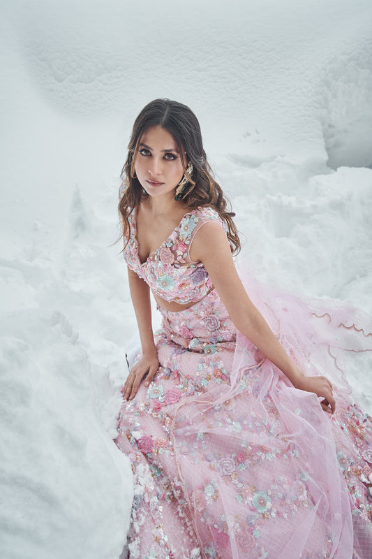 Alavia- Floral sorbet lehenga and blouse set