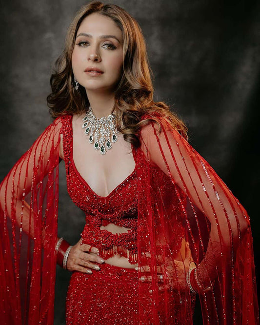 Deep Scarlet Lehenga (Price on Request)