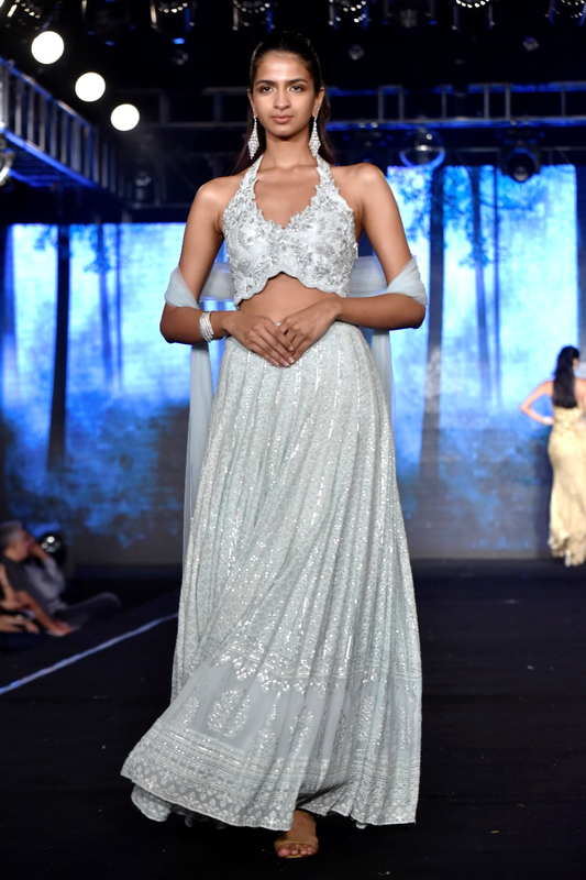 Frosty blue lehenga with blouse