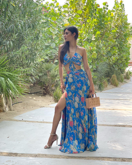 MOUNI ROY in Cutout Gown with Slit