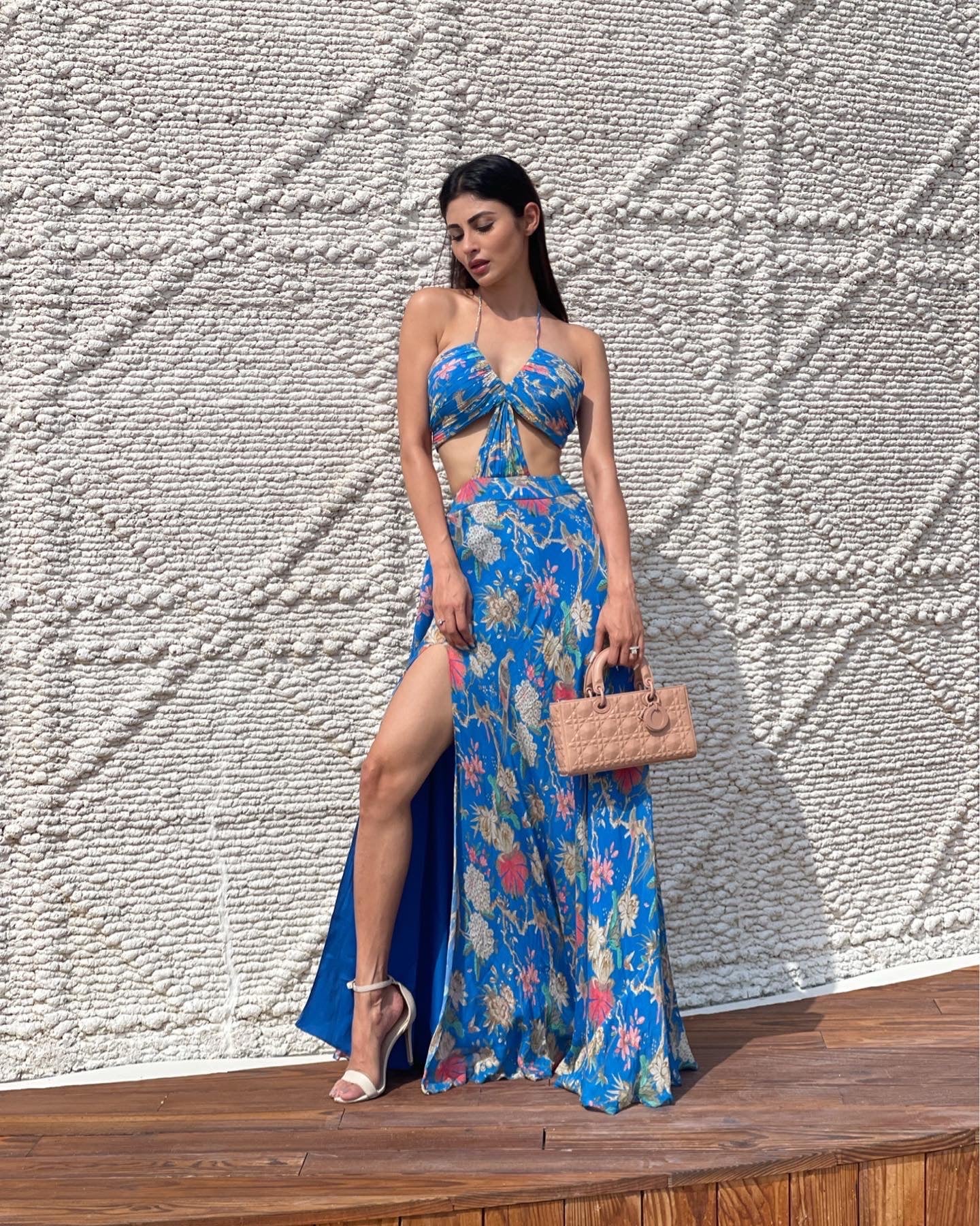 MOUNI ROY in Cutout Gown with Slit