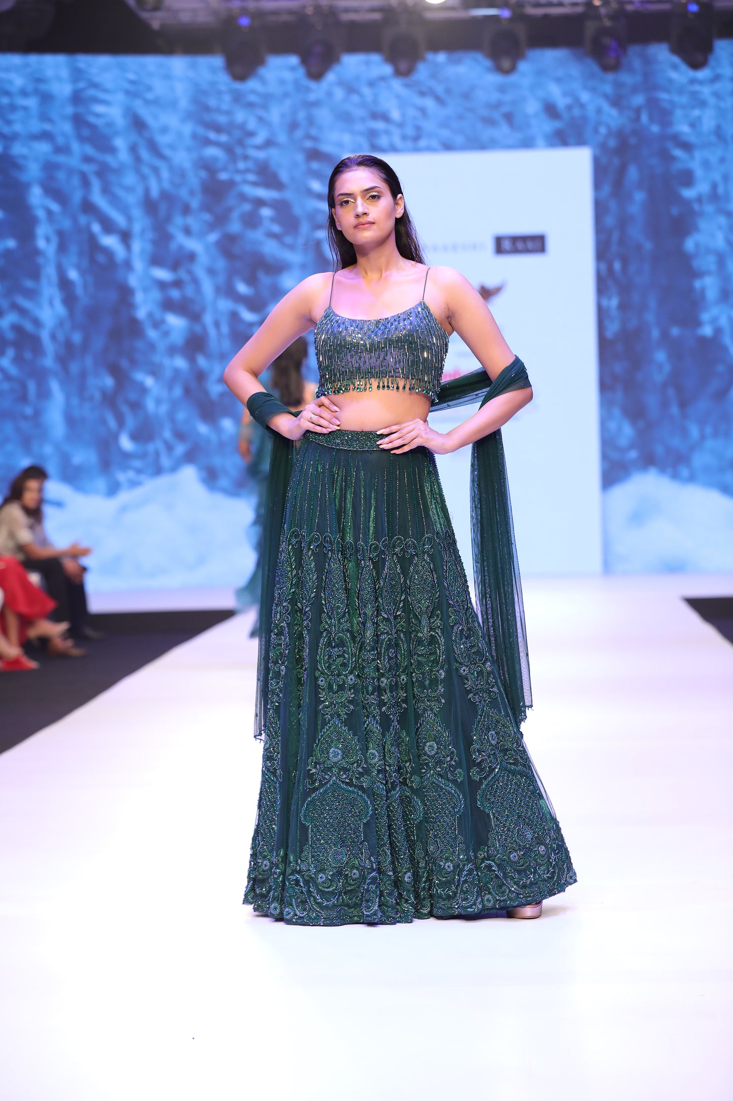 Embroidered Blouse, Flared Lehenga & Dupatta