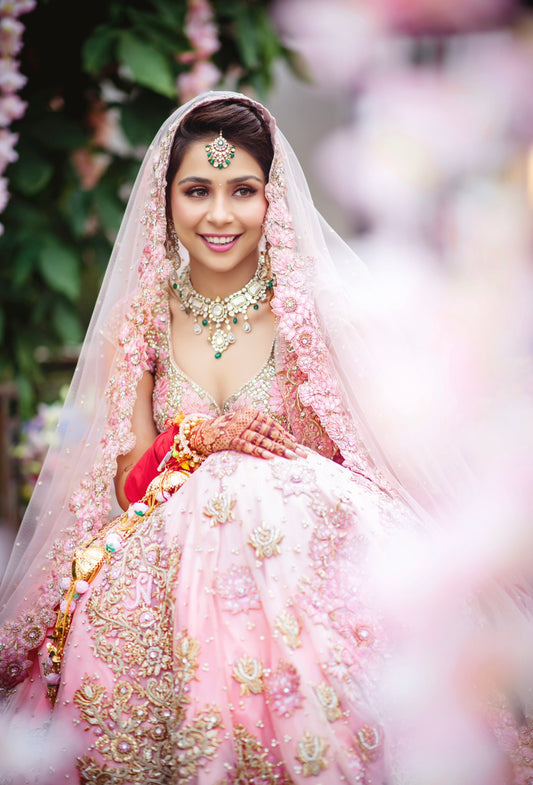 Embroidered Blouse with Lehenga, Dupatta & Belt