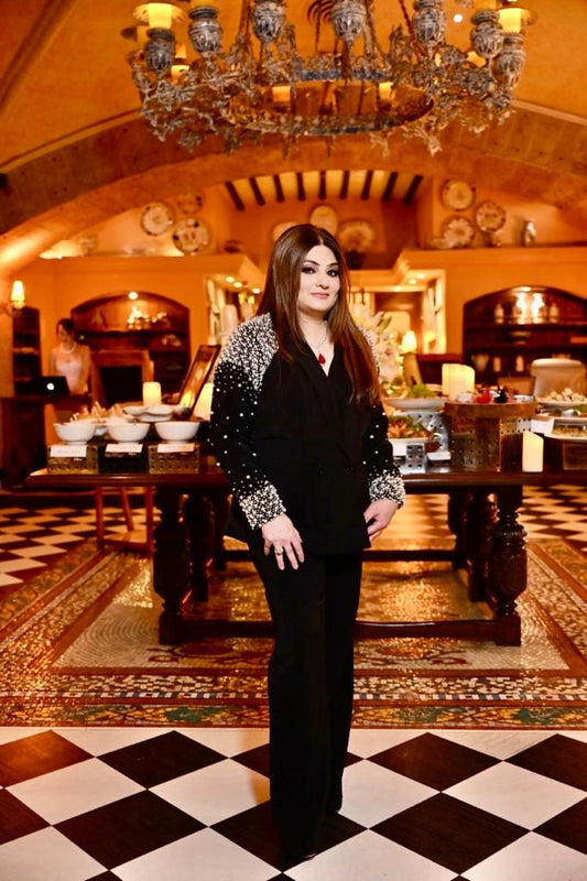 Black Pearl Embellished Pant Suit