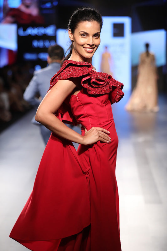 Ruffle Sari Gown