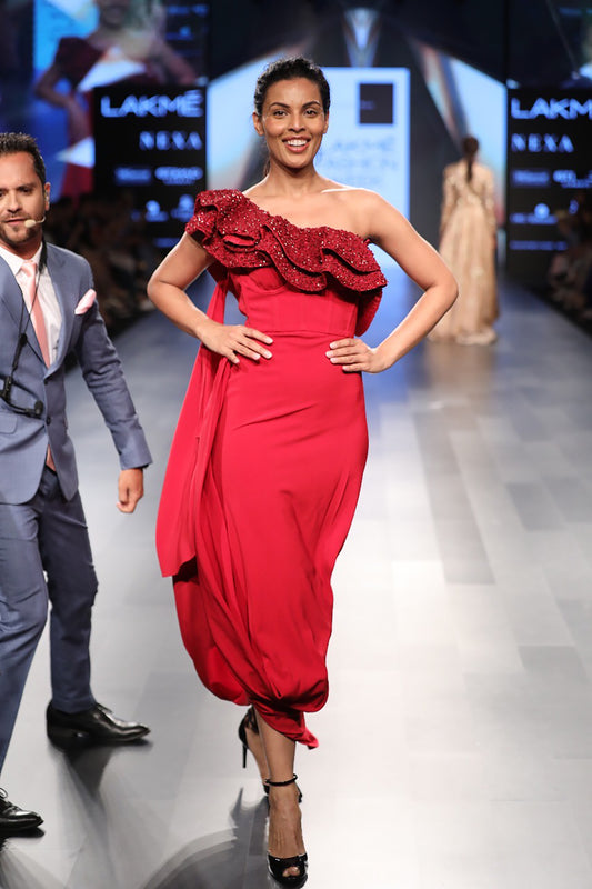 Ruffle Sari Gown