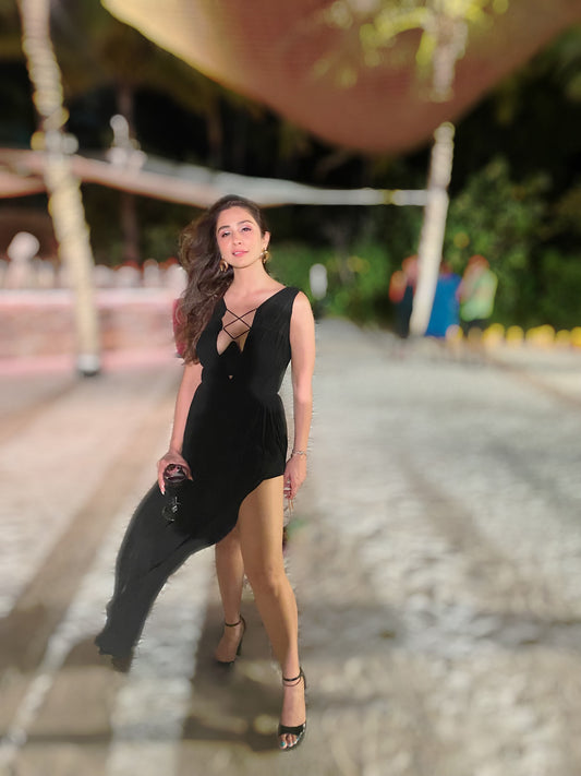 Bias Cut Slit Gown