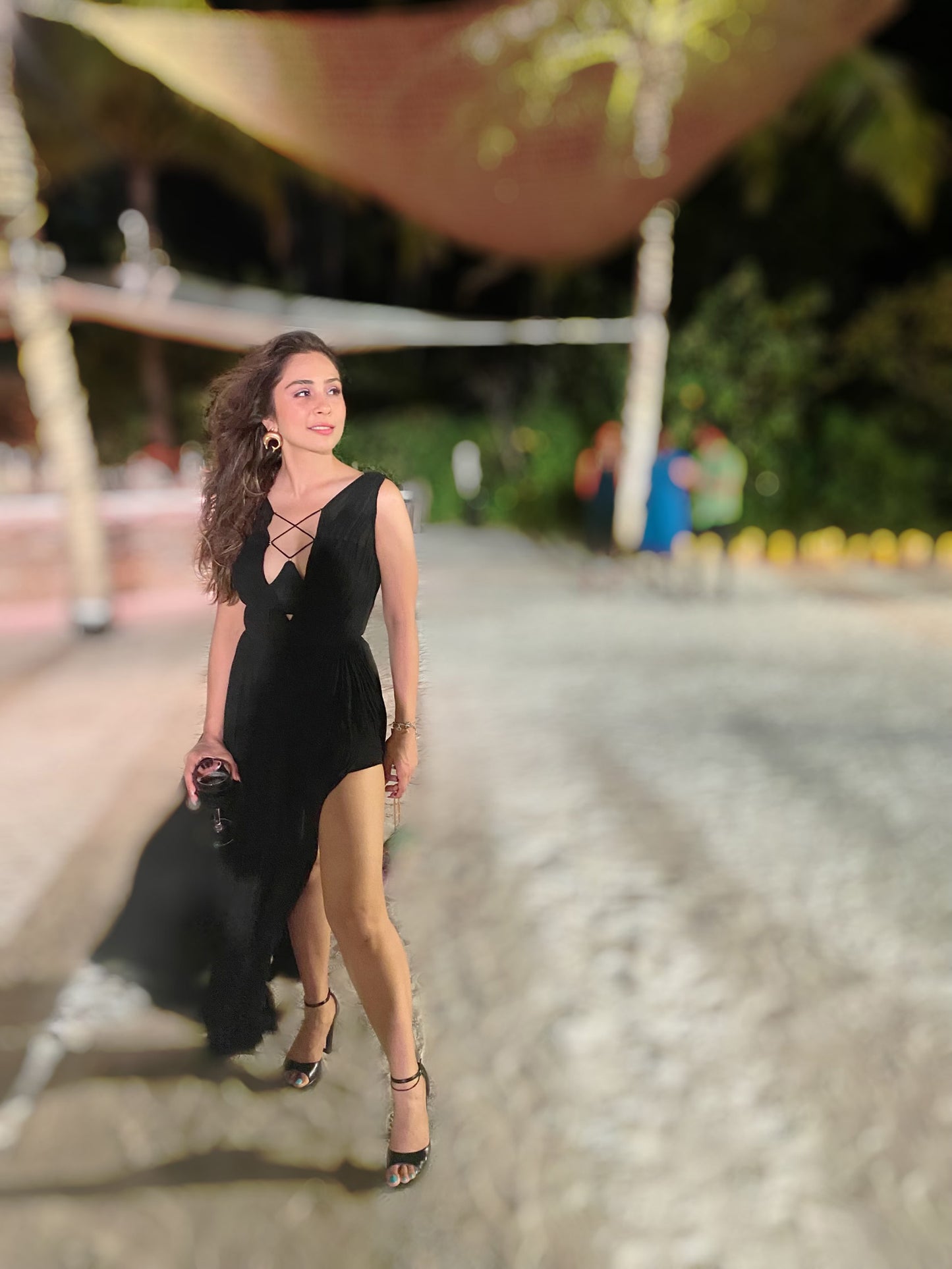 Bias Cut Slit Gown