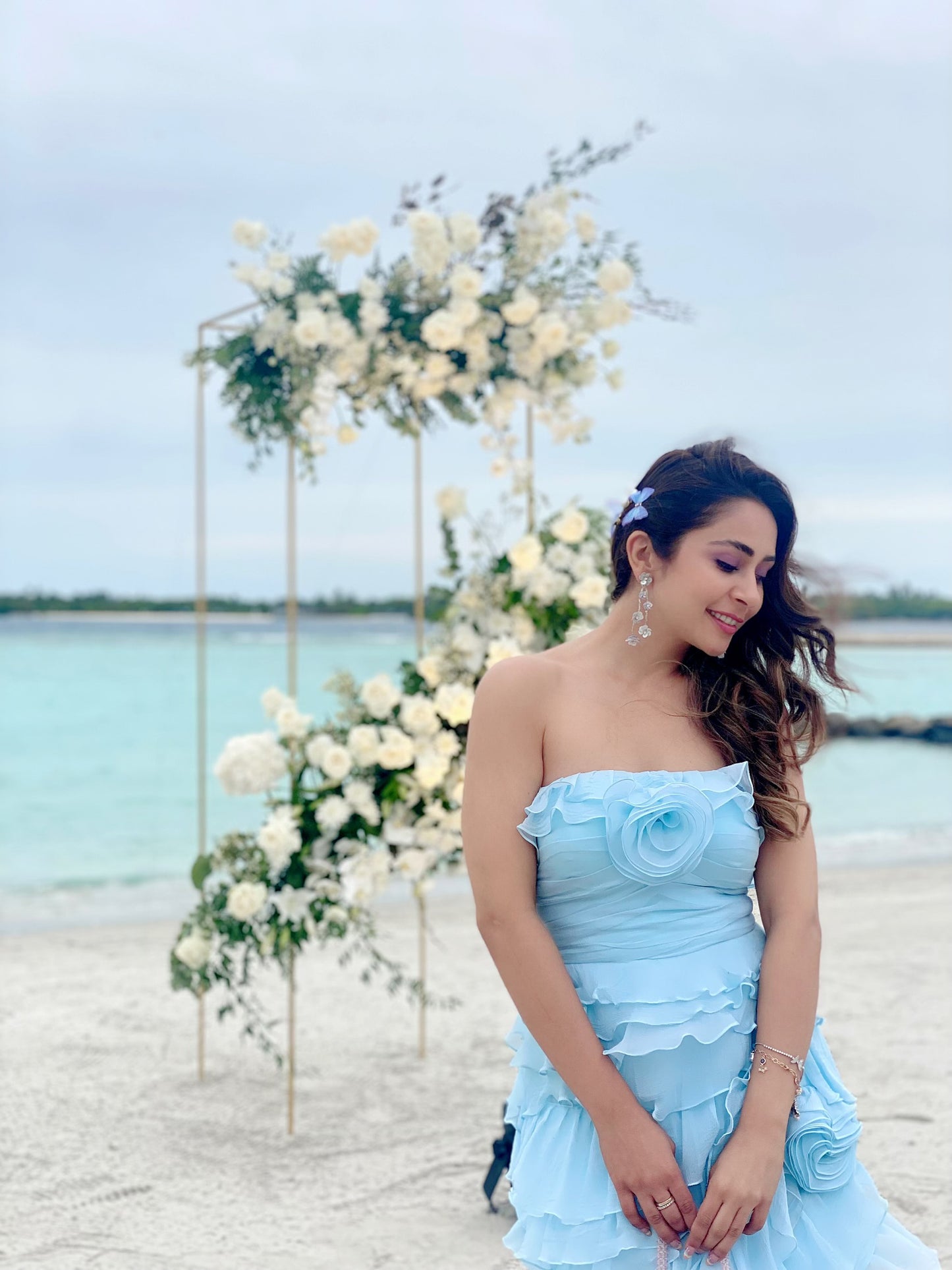 Ruffle gown with roses