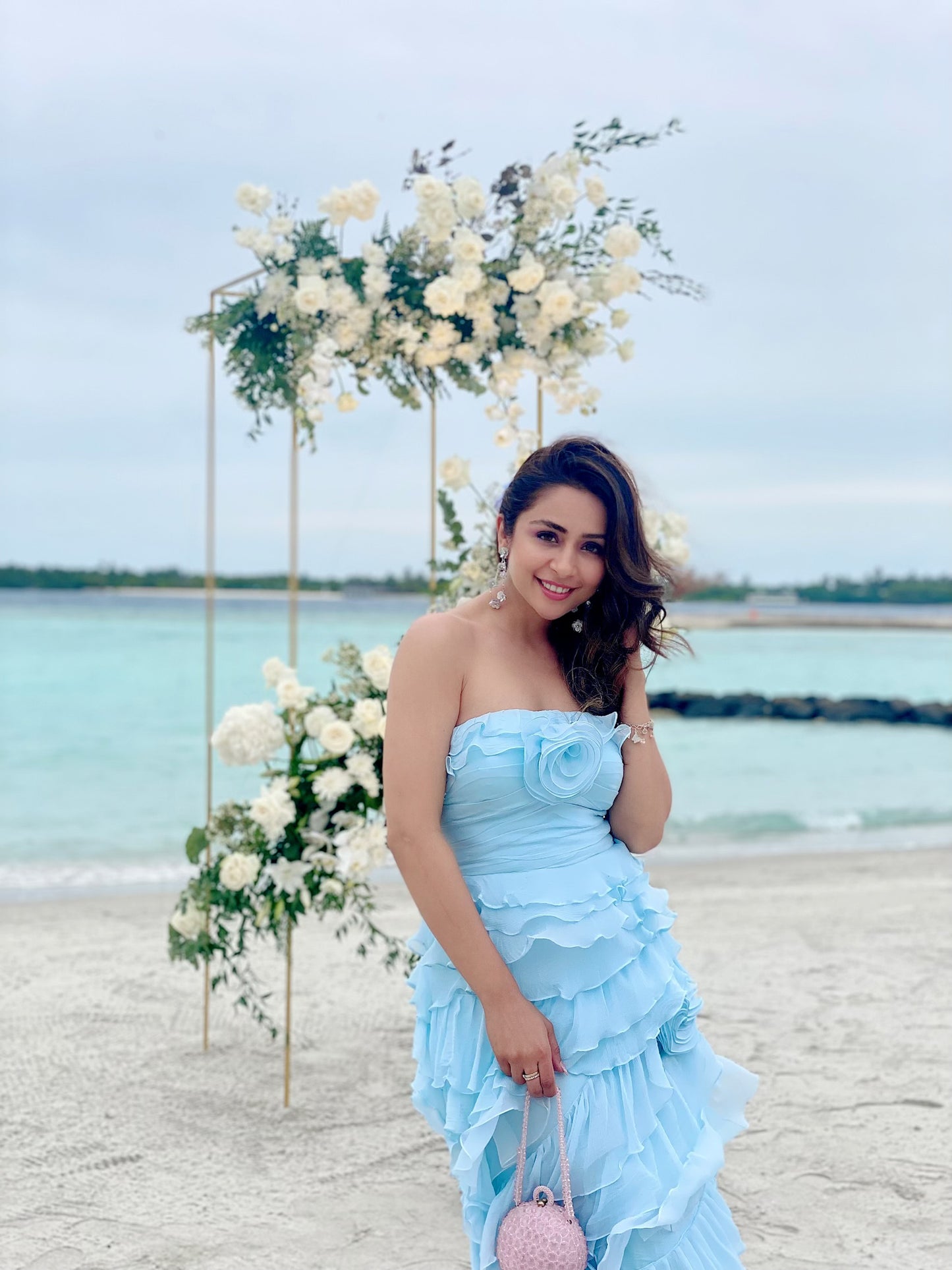 Ruffle gown with roses