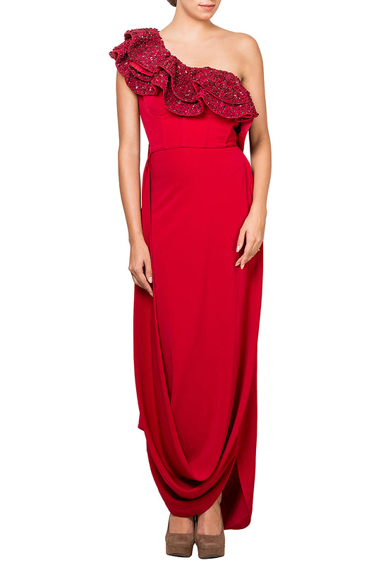 Ruffle Sari Gown