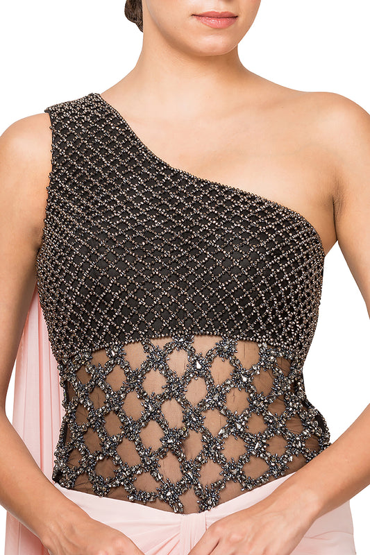 One Shoulder Saree Gown