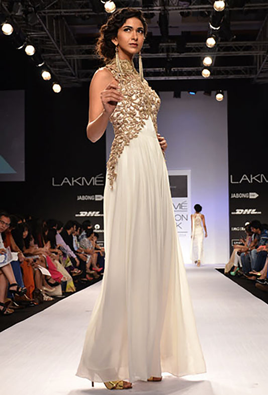 Rose Collared Cutwork Jacket with Gown