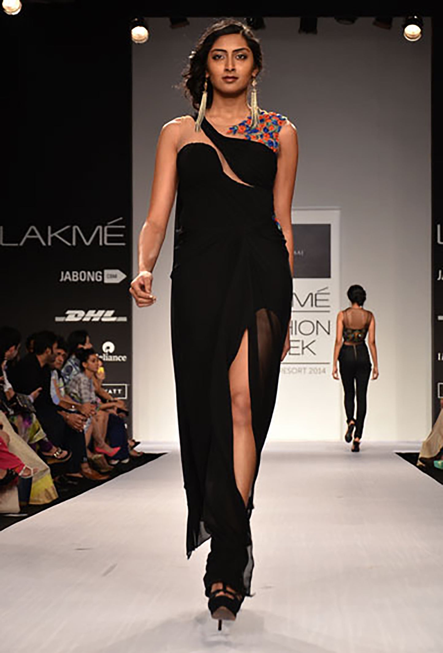 Draped Gown with asymmetrical Neckline