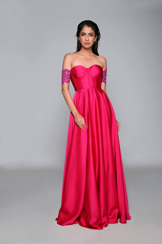 Off Shoulder Flounce Gown