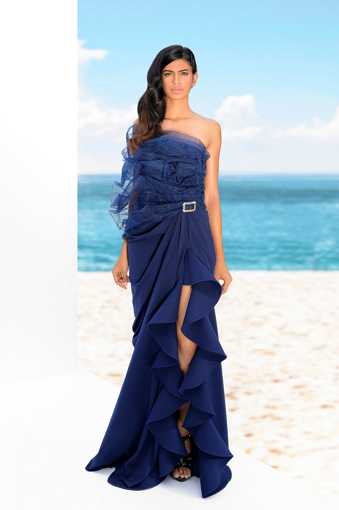 Tube ruffled top gown