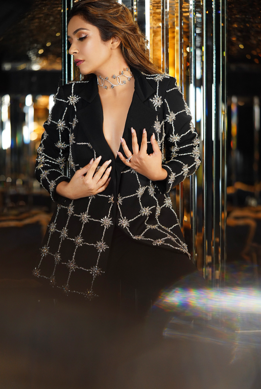 Black and Crystal embellished panstuit